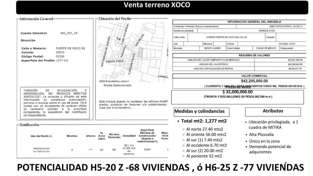 Terreno en Venta – Xoco 82 CDMX 1 Terreno en Coyoacán